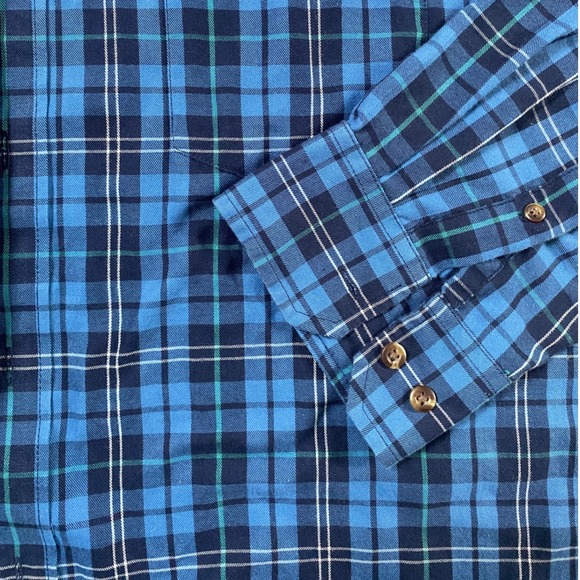 IZOD Men's Plaid Button Down Long Sleeve Shirt Blue Navy White Green -‎ XL EUC - Picture 8 of 10